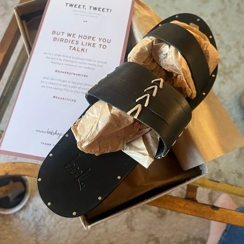 Beek Kiwi Leather Slide Sandal NIB